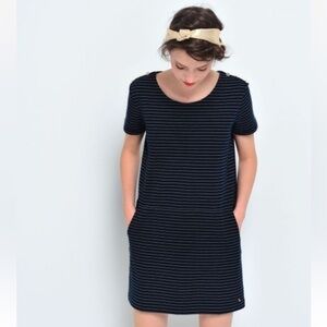 des Petits Hauts Navy Striped Short Sleeve mini Dress size S